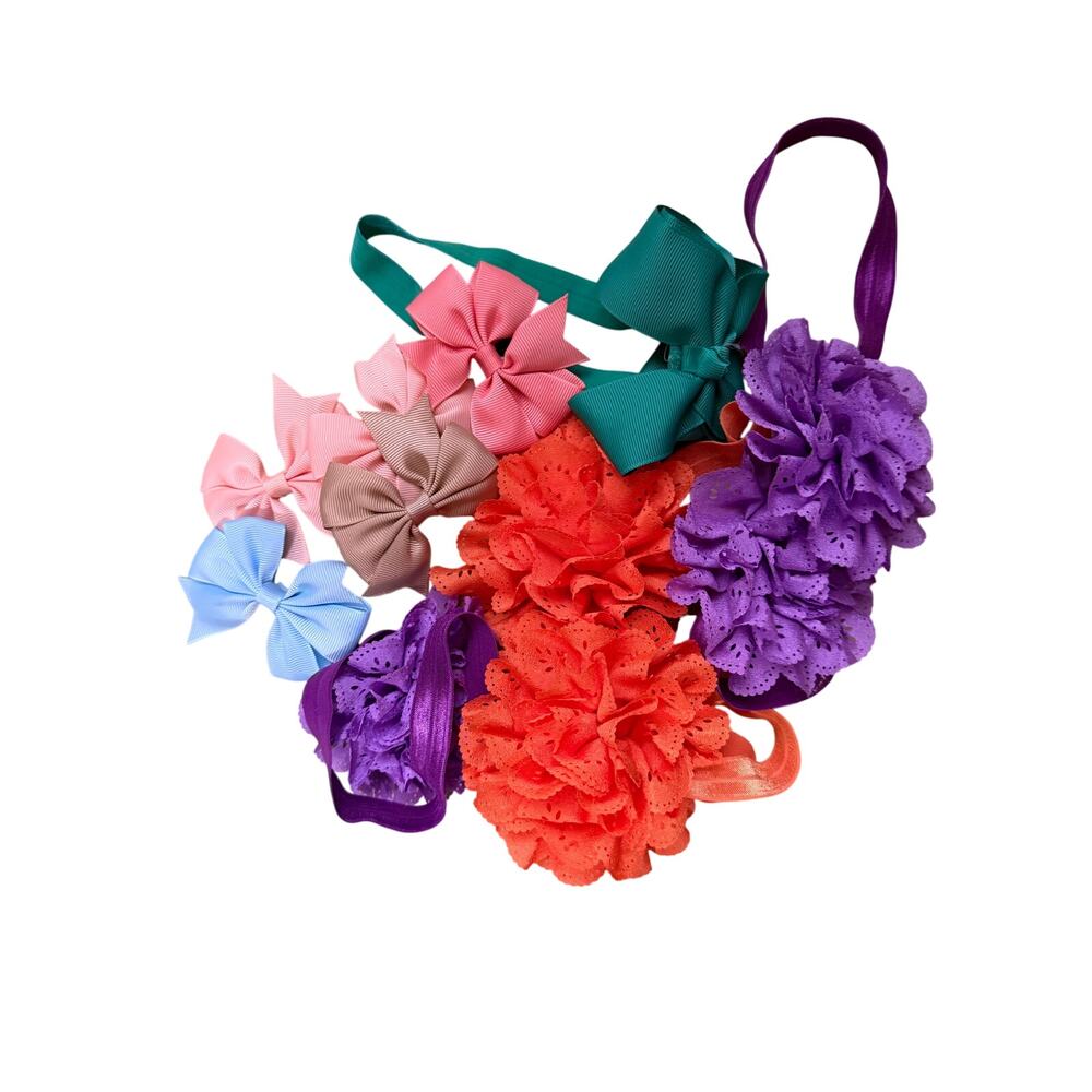 New Assorted Collection of (12) Infant-Small Child Elastic-Clip Bows
